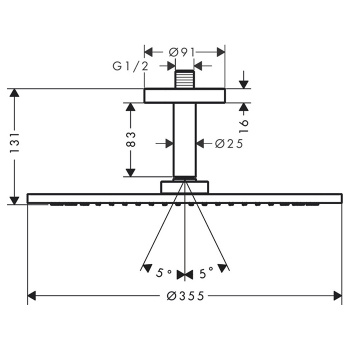 Axor ShowerSolutions Верхний душ, Ø 350мм, 1jet, с держателем 100мм, потолочный монтаж, &frac
