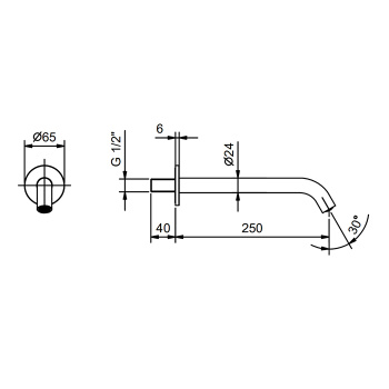 Излив смесителя для раковины Fantini Nostromo 250, настенный, черный матовый 50 13 8431