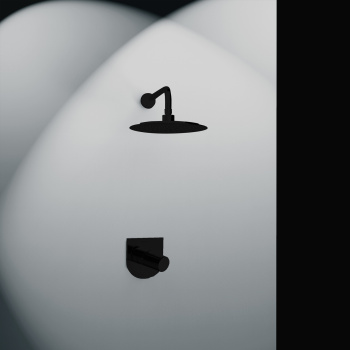 Смеситель для душа Ramonsoler Tzar встраиваемый с тропическим душем чёрный K3418012NM