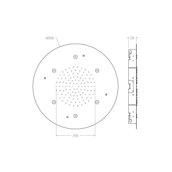 Верхний душ Ramonsoler Hydrotherapy встраиваемый круглый 2 режима RELN550