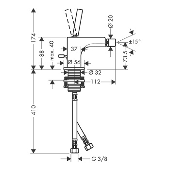 Axor Citterio Смеситель для биде, на 1 отв., с донным клапаном, цвет: черный хром 39210340