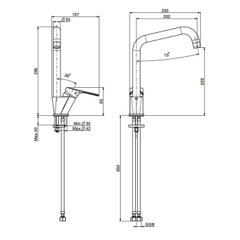 Смеситель для кухни Fima Carlo Frattini Kitchen на 1 отверстие, Serie 4, хром F3797/1CR.ES