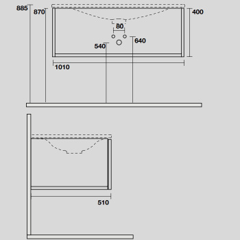 Тумба подвесная Kerasan Shape Mobile 1020х520 , подвесной, 1 ящик, с сифоном 936101, боковины черные/фронт дуб 9325K2