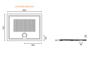 Душевой поддон 90×70 Catalano H3 Ceramic Bianco lucido 7040970001