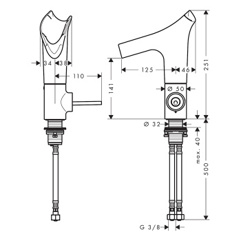 Смеситель для раковины Axor Starck V 12123000 хром
