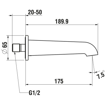 Laufen VAL излив монтируемый в стену 175 мм, хром