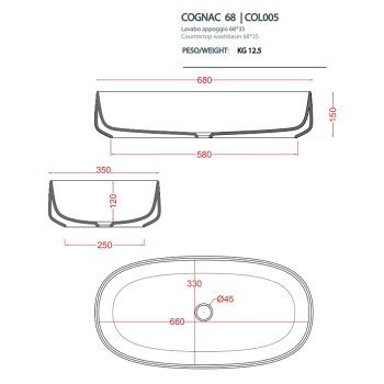Artceram Cognac Раковина 68х35хh15см, накладная, без отв., без перелива, цвет: giallo zinco COL005 1