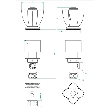 Вентиль смесителя для раковины THG Petale De Cristal Bleu U6B-A02-35 хром