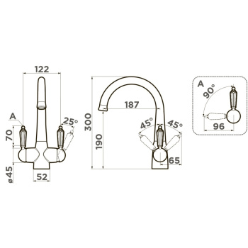 Смеситель для кухни Omoikiri Okinawa 2-SI античное серебро 4994255