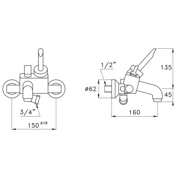 Смеситель для ванны Stella Box 3267, хром BX 02000 CR00