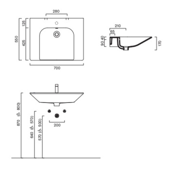 Раковина 70×55 Catalano Comfort с 1 отверстием Bianco lucido 0920701001