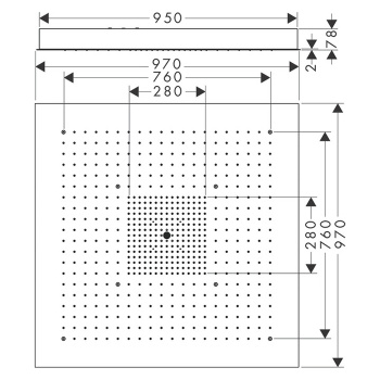 Axor ShowerHeaven Верхний душ 970 x 970 мм, потолочный монтаж, без подсветки, &frac34;, цвет: нерж.с