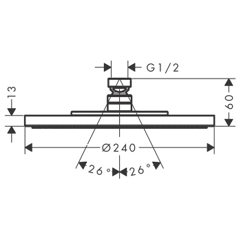 Axor Starck Верхний душ &Oslash;24см., 1jet, без держателя, &frac12;&rsquo;, цвет: шлифованная медь