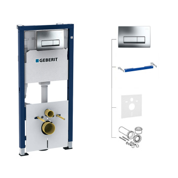 Инсталляция для унитаза Geberit Duofix 458.128.21.1 в комплекте с клавишей, глянцевый хром