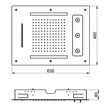 Встраиваемый верхний душ Almar 48х63, 3 типа струи, хромотерапия, черный матовый E044190.MB