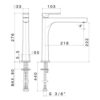 Смеситель для раковины Kerama Marazzi Ole 69415KM.M0.071 золото
