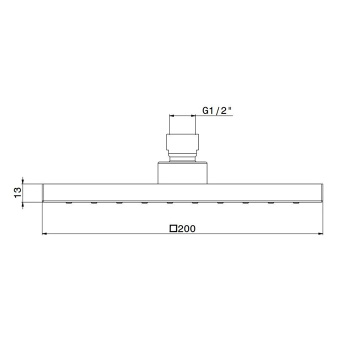 Латунная верхняя квадратная душевая лейка FUTURA тропический дождь Kerama Marazzi без кронштейна, черный матовый 26598KM.01.093