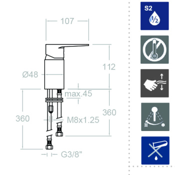Встраиваемый смеситель Ramonsoler Titanium для парикмахерской раковины 182201S