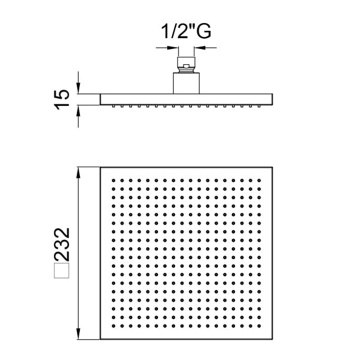Верхний душ Almar 230х230 без держателя, nicke brushed E044298.NB