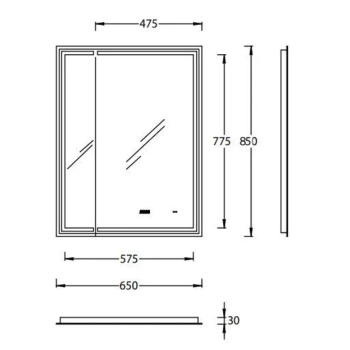 Зеркало TECNO M Kerama Marazzi 65 с поворотной дверцей подсветкой и функцией антизапотевание, белое TE.M.mi.65