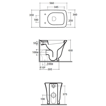 Унитаз напольный Globo Relais RE001.BI