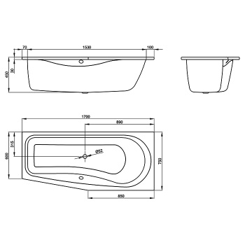 Стальная ванна Bette Luna 170x75 2750-000 PLUS