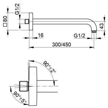 Душевой кронштейн Keuco Edition 300 53088370302 черный матовый