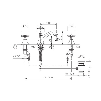 Смеситель для раковины Nicolazzi Teide на 3 отв 1908CR45
