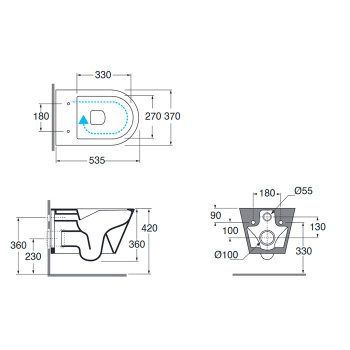Унитаз подвесной Azzurra Forma FMVKSPE0000WBI Tornado бесшумный, с креплением, белый