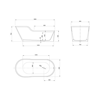 Ванна из искусственного камня KNIEF Glow 182x84 0600-061-01/R bi matt