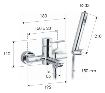 Смеситель для ванны Remer Minimal N02