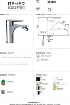 Смеситель для биде Remer Infinity  золото брашированное I22BG