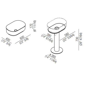 Раковина Agape Immersion 60x40x17, без отв., выпуск в стену, белый ACER0709PE