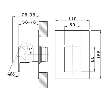 Смеситель встраиваемый Cisal Hi-Rise настенный, однорычажный, внешняя часть, хром RI00300021