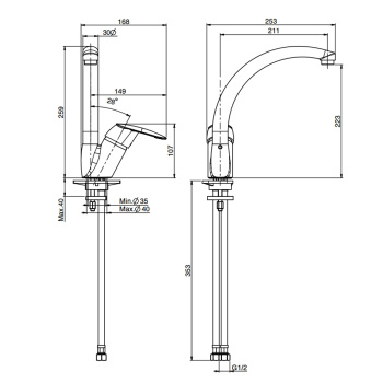 Смеситель для кухни Fima Carlo Frattini Kitchen на 1 отверстие, хром F3207/2CR.ES
