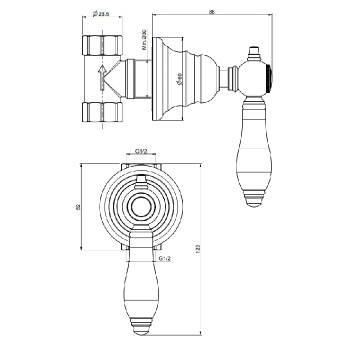 Запорный вентиль Fima Carlo Frattini Herend внешняя часть, золото F5413/1OR