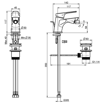 Смеситель для биде Fima Carlo Frattini Serie 4 с донным клапаном, хром F3762CR