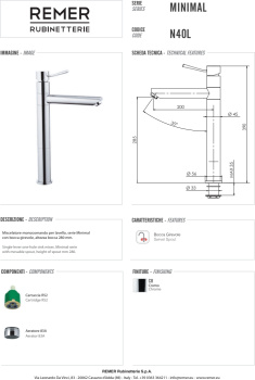 Смеситель для кухни Remer   Minimal хром N40L