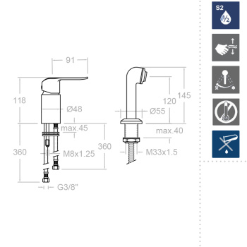 Смеситель для парикмахерской раковины Ramonsoler Ypsilon с лейкой plus 642201