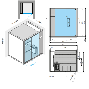 Сауна для ниши Effegibi One S L.H. 214x171xh226, отделка Soft Sand, LO 50 01 0010