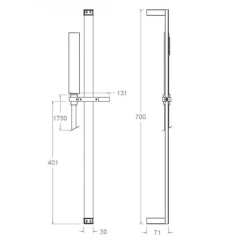 Душевая штанга Ramonsoler квадратная с душевым комплектом никель 477302MRNC