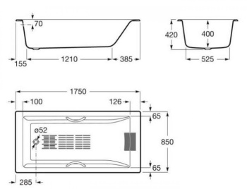 Чугунная ванна Jacob Delafon Volute 170x80 6D063-00