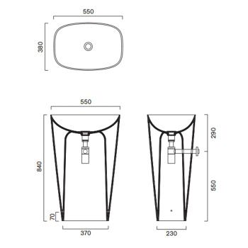 Раковина Catalano Green 55х38, отдельностоящая, слив в стену, белый глянцевый 428551001