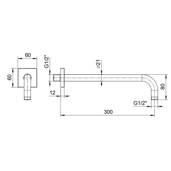 Держатель верхнего душа Fantini 300, настенный, матовая натуральная сталь 86 93 8107