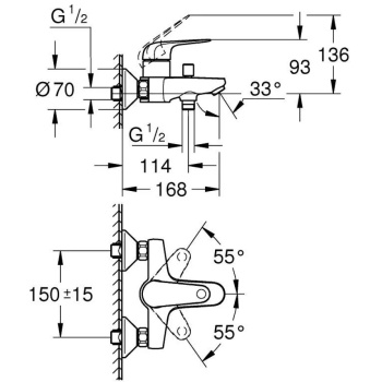 Смеситель для ванны Grohe Euroeco 32743001
