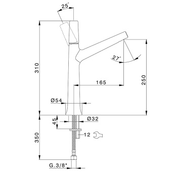 Смеситель высокий для раковины Cisal Vita VI00354440 черный