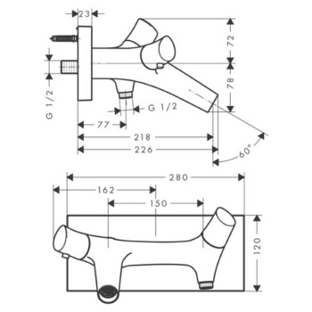 Смеситель для ванны AXOR STARCK ORGANIC 12410000 хром