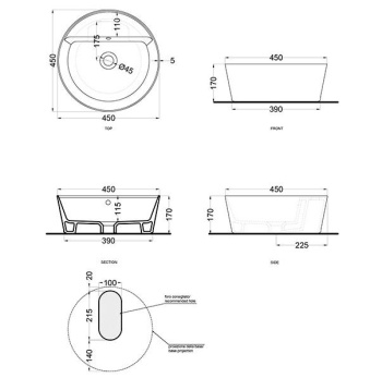Раковина накладная Cielo Era Handy HALAT45SF PL 45 см голубой