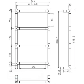 Полотенцесушитель электрический Margaroli Sereno 5824705CRNB 87x50 правый хром