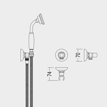 Лейка с гибким шлангом Devon&Devon выпуском-держателем настенным ручка белая никель блестящий UTCI220NKS